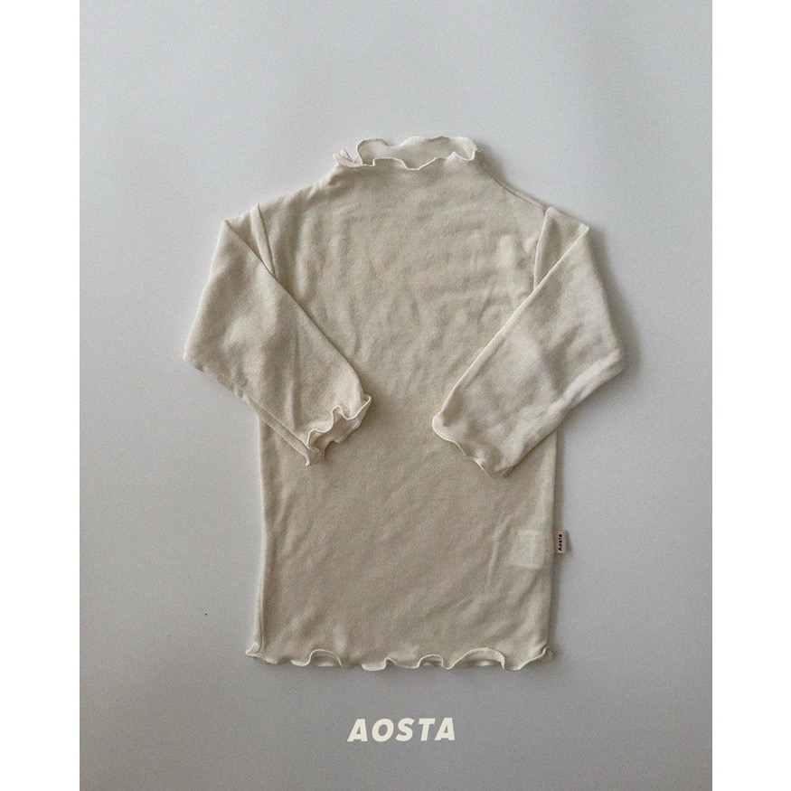 🇰🇷韓國童裝｜2026秋款🍂AOSTA木耳捲邊高領內搭上衣-細節圖4