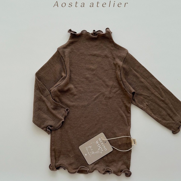 🇰🇷韓國童裝｜2025秋款🍂AOSTA美麗諾羊毛木耳捲邊高領保暖內搭上衣-規格圖11