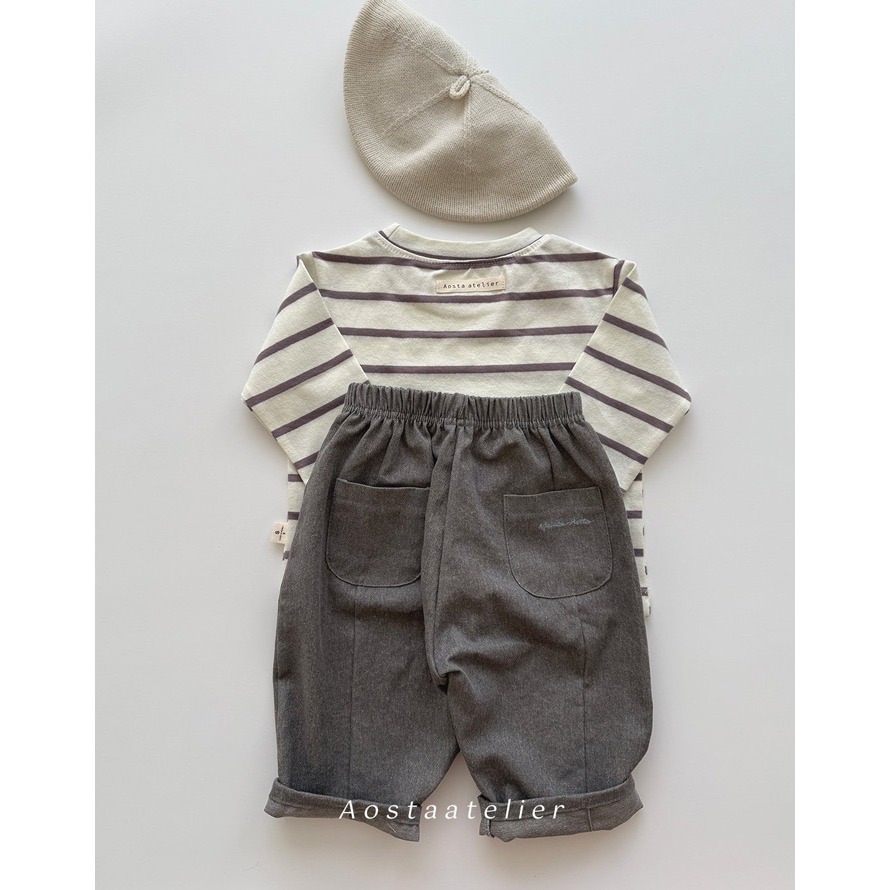 🇰🇷韓國童裝｜2025秋款🍂AOSTA柔軟純棉細條紋上衣-細節圖3