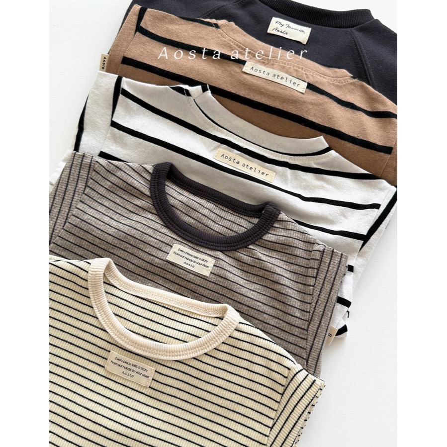 🇰🇷韓國童裝｜2025秋款🍂AOSTA柔軟純棉細條紋上衣-細節圖4
