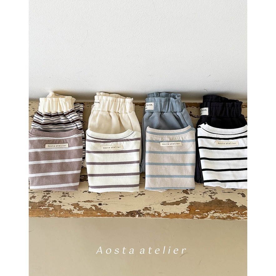 🇰🇷韓國童裝｜2025秋款🍂AOSTA柔軟純棉細條紋上衣-細節圖7