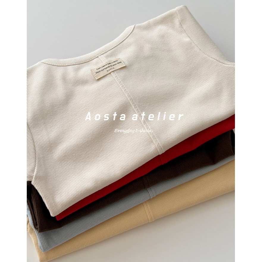 🇰🇷韓國童裝｜2025秋款🍂AOSTA素色棉質上衣-細節圖2