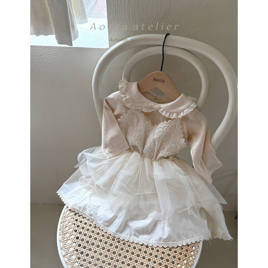 🇰🇷韓國童裝｜2025秋款🍂AOSTA精緻蕾絲荷葉領上衣-細節圖9