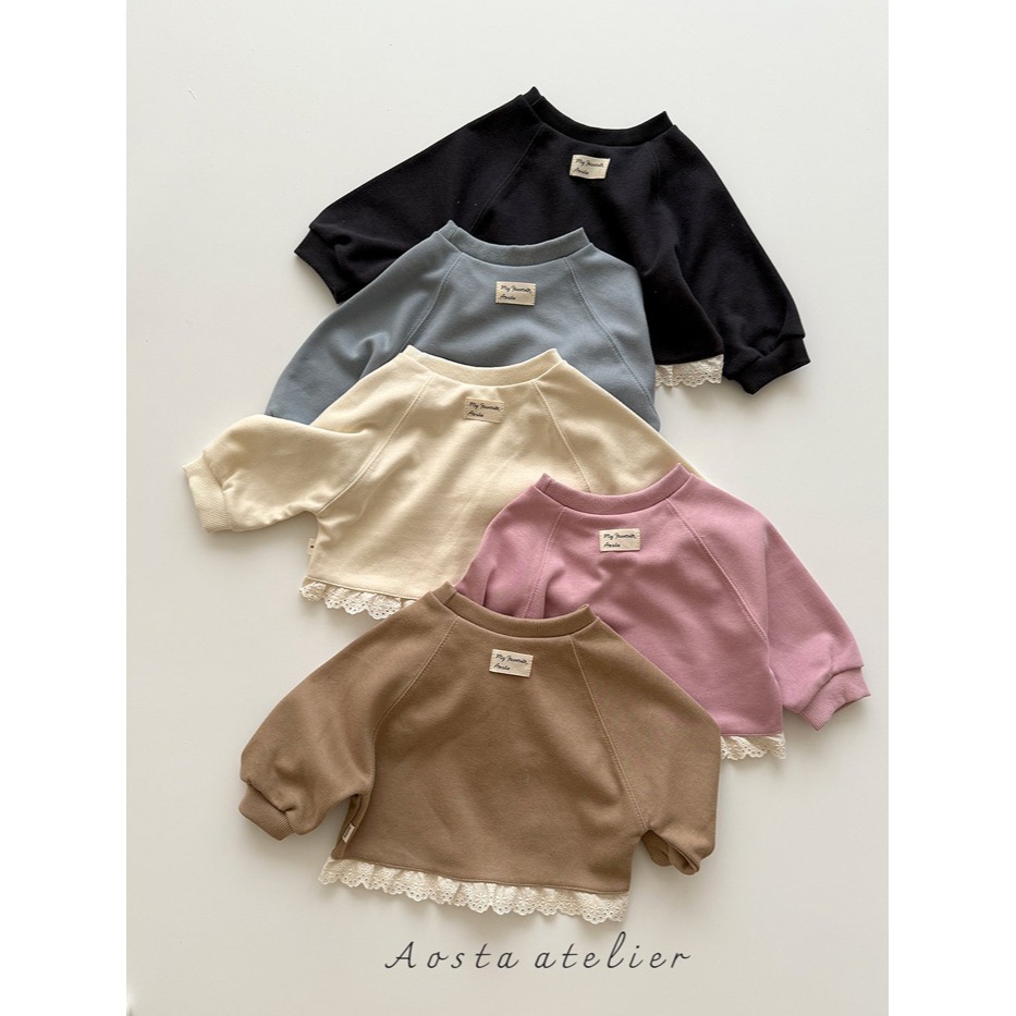 🇰🇷韓國童裝｜2025秋款🍂AOSTA蕾絲拼接衛衣-細節圖5