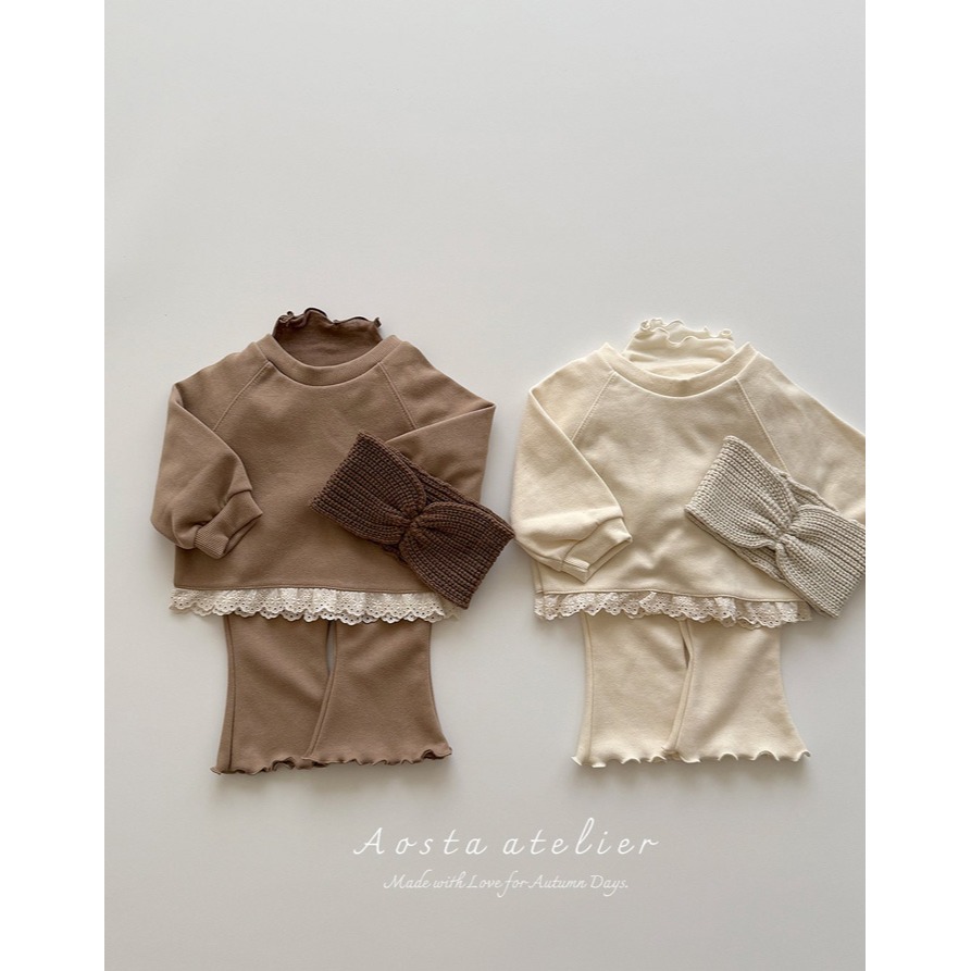 🇰🇷韓國童裝｜2025秋款🍂AOSTA蕾絲拼接衛衣-細節圖6