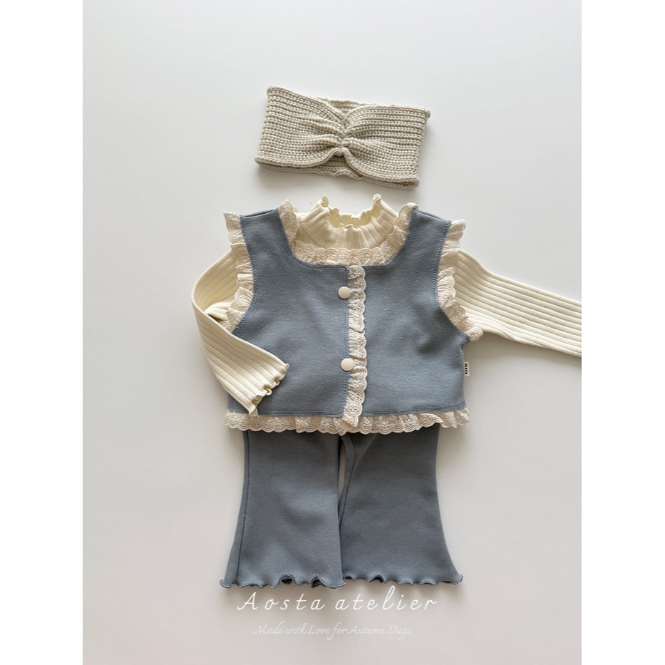 🇰🇷韓國童裝｜2025秋款🍂AOSTA蕾絲拼接背心-細節圖3