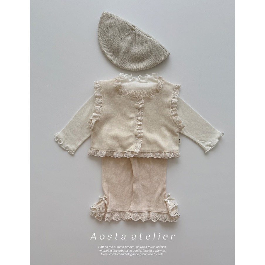 🇰🇷韓國童裝｜2025秋款🍂AOSTA蕾絲拼接背心-細節圖7