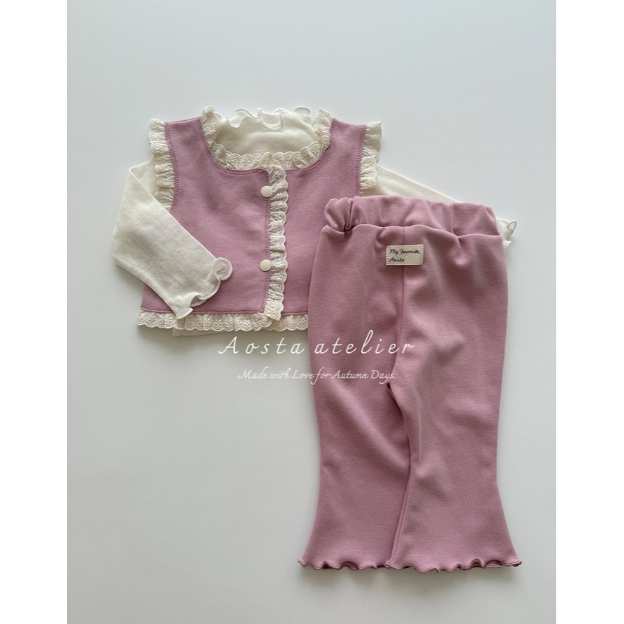 🇰🇷韓國童裝｜2025秋款🍂AOSTA蕾絲拼接背心-細節圖8