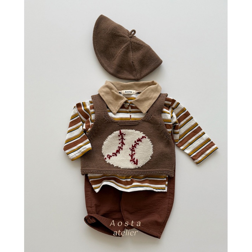 🇰🇷韓國童裝｜2025秋款🍂AOSTA條紋翻領T-shirt-細節圖4