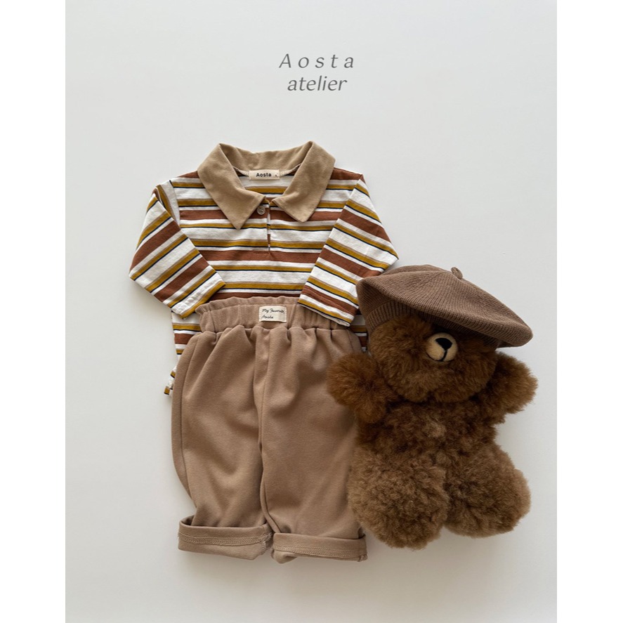 🇰🇷韓國童裝｜2025秋款🍂AOSTA條紋翻領T-shirt-細節圖8