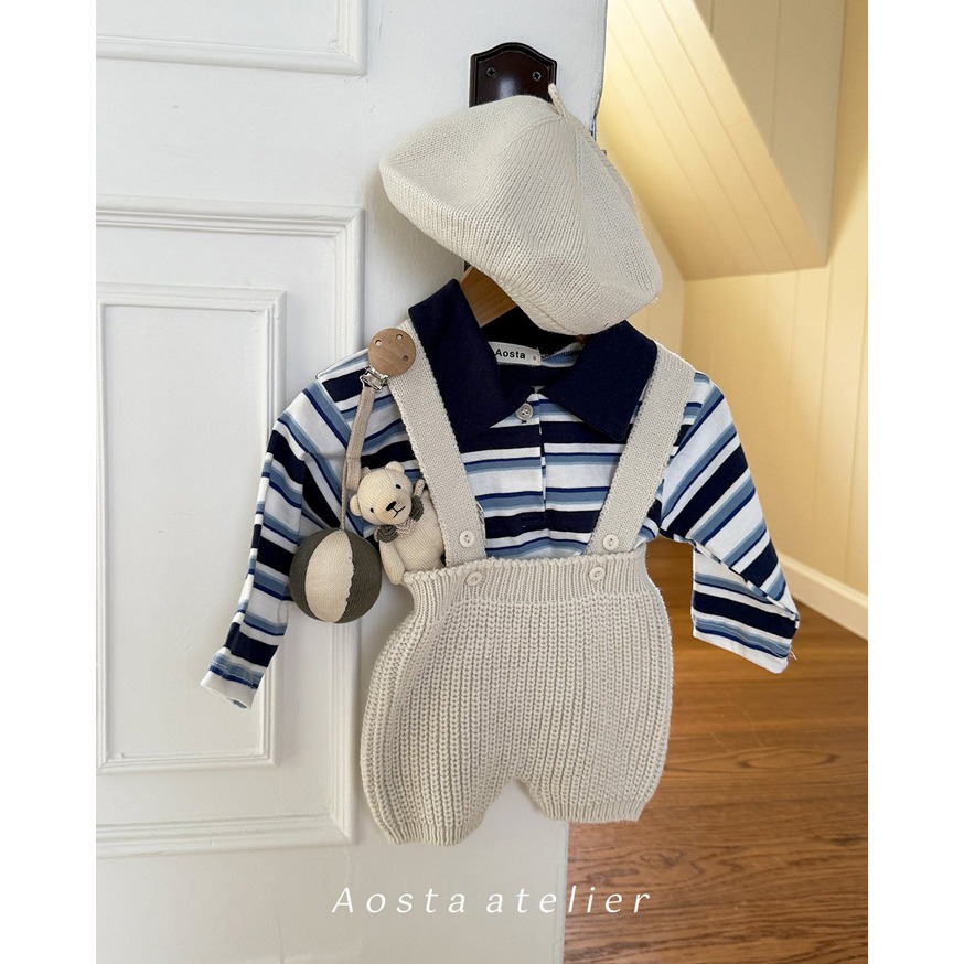 🇰🇷韓國童裝｜2025秋款🍂AOSTA條紋翻領T-shirt-細節圖9