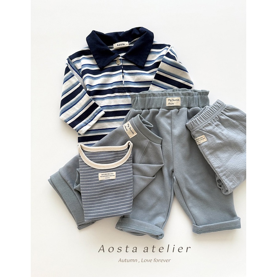 🇰🇷韓國童裝｜2025秋款🍂AOSTA條紋翻領T-shirt-細節圖10
