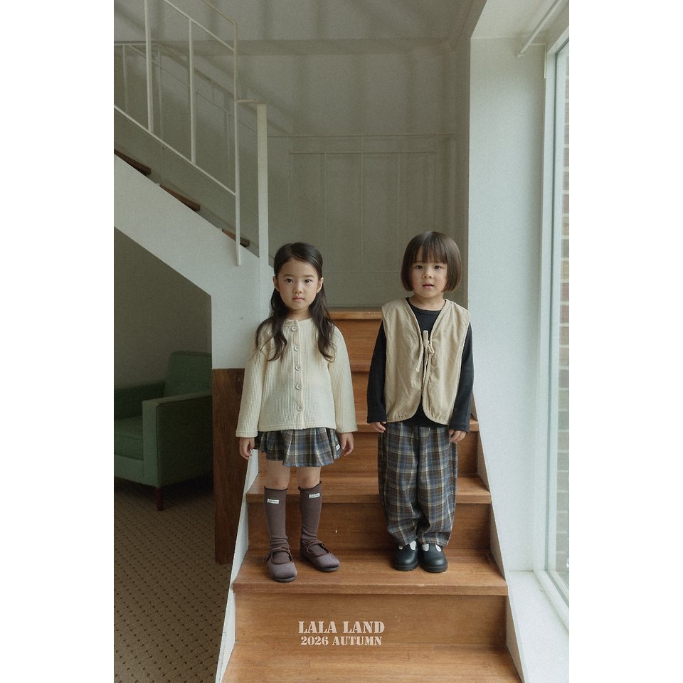 🇰🇷韓國童裝｜2026秋款🍂LALALAND格紋直筒褲-細節圖11