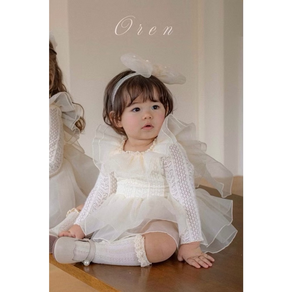 【現貨BS(75-80cm)】🇰🇷韓國童裝 正韓 Oren Hibybebe 生日洋裝 包屁衣 紗裙 花童-細節圖2