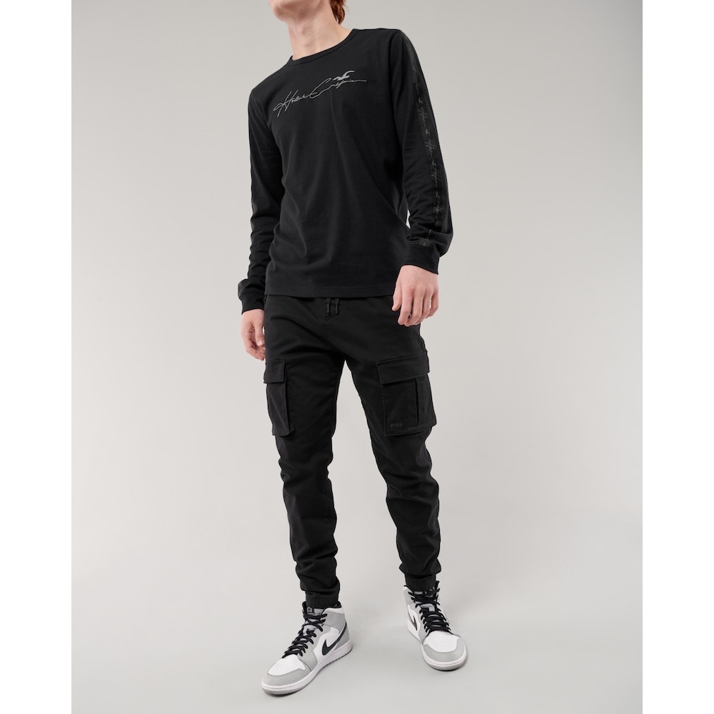 ［免運］【 現貨 S  XXL 】Hollister 海鷗 男生 純棉 長袖T恤-細節圖2