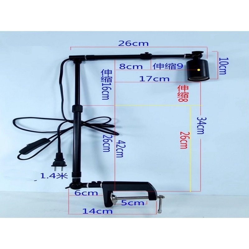 E27燈架 多角度燈架 E27燈夾 植物燈 魚缸燈夾 E27螺口 魚缸夾燈座 水草燈 景觀燈 魚缸燈 E27燈-細節圖2