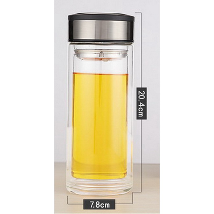 500ML 水晶玻璃 雙層玻璃瓶 雙層玻璃杯 防燙玻璃杯 防燙杯 玻璃瓶 泡茶杯 附洗杯刷杯套-細節圖5