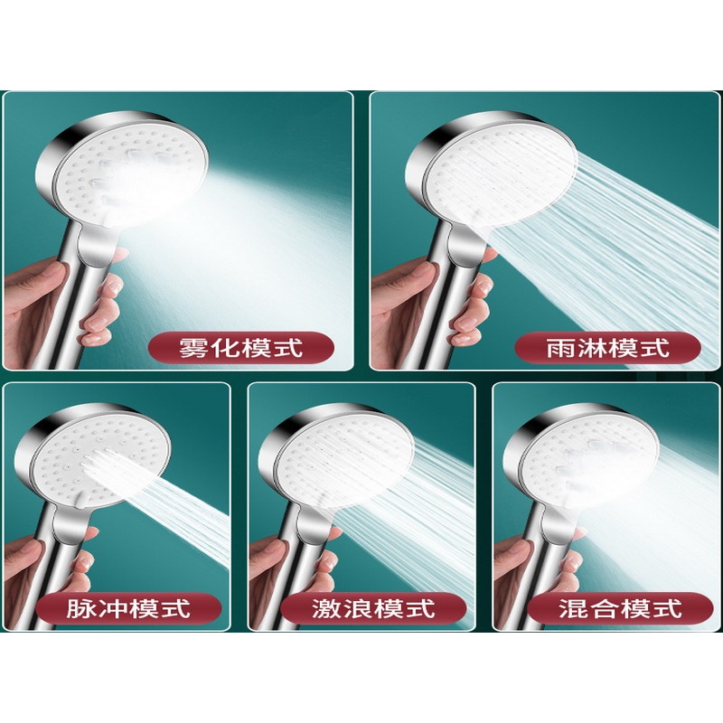 大圓型電鍍 5段可調 5段切換 蓮蓬頭 增壓 強力 矽膠噴頭 花灑 SPA 淋浴-細節圖7