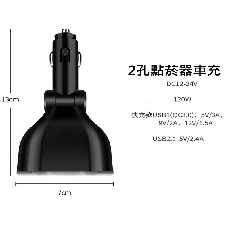 車充 12-24v 電壓即時顯示 鋁合金散熱 雙孔USB充電 車用充電器 電瓶顯示監測 後座擴充 QC3.0-細節圖5