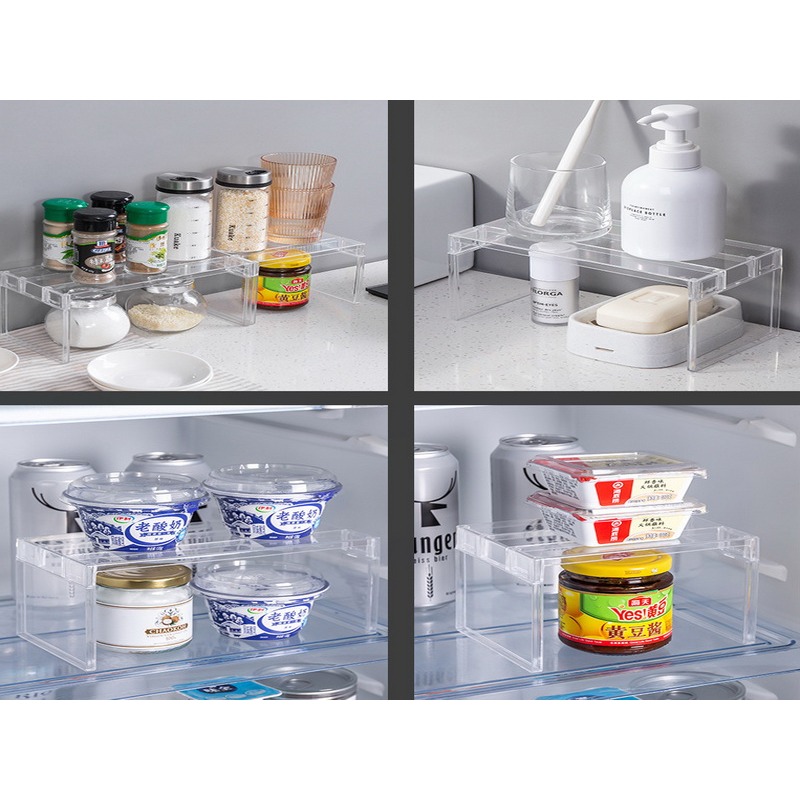 冰箱收納 冰箱隔板 冰箱分層板 透明ㄇ字型收納架 ㄇ字收納架 增高 展示架 冰箱 廚房收納架高-細節圖2