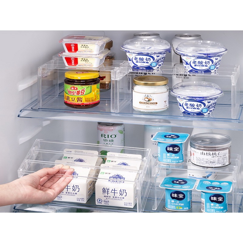 冰箱收納 冰箱隔板 冰箱分層板 透明ㄇ字型收納架 ㄇ字收納架 增高 展示架 冰箱 廚房收納架高-細節圖4