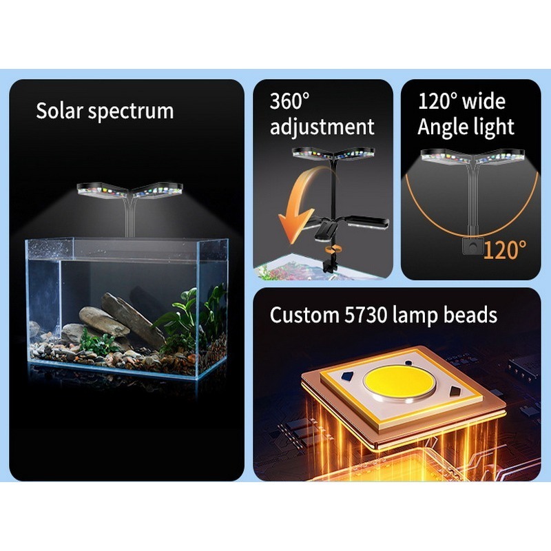 雙LED夾燈 LED魚缸燈 魚缸彩燈 水草燈 水族箱燈 魚缸燈光照明 烏龜燈 夾燈 LED燈-細節圖7