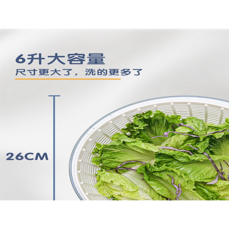 按壓式旋轉瀝水盆 6L大容量 香草脫水器 生菜脫水 洗菜籃 瀝水籃 洗菜瀝水盆 蔬果脫水 沙拉盆 生菜脫水器-細節圖2