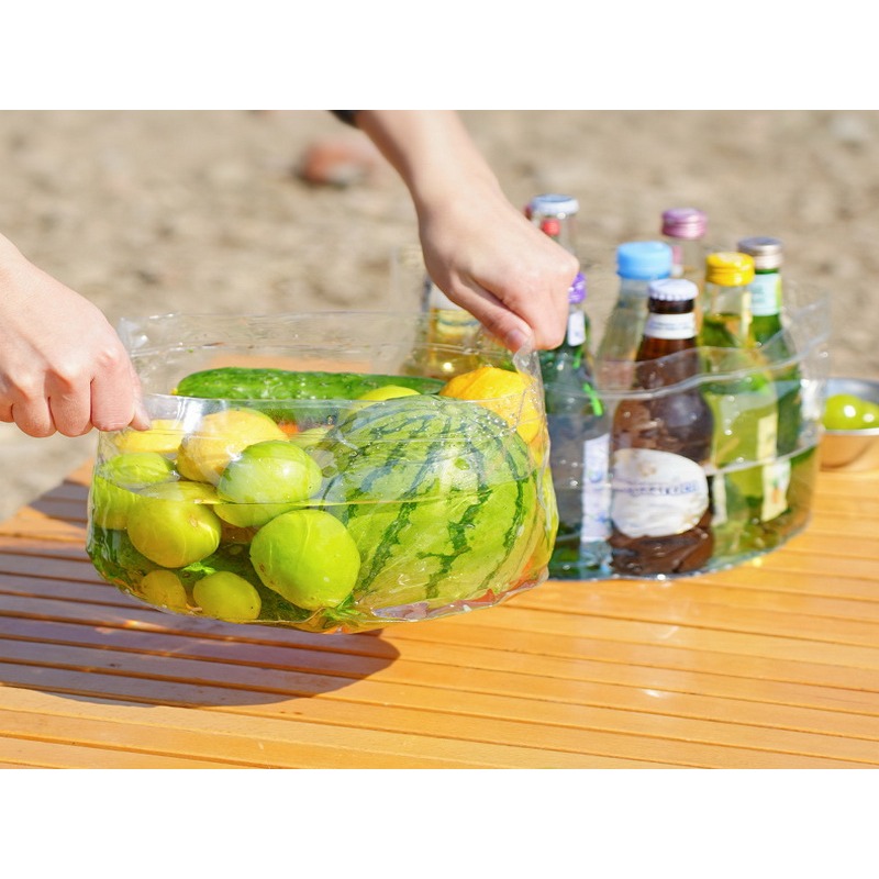 折疊水桶 摺疊水袋 透明折疊水桶 抓魚水桶 觀察水桶 戶外洗菜盆 洗臉盆 活魚桶 簡易水袋 沖繩 旅遊-細節圖2