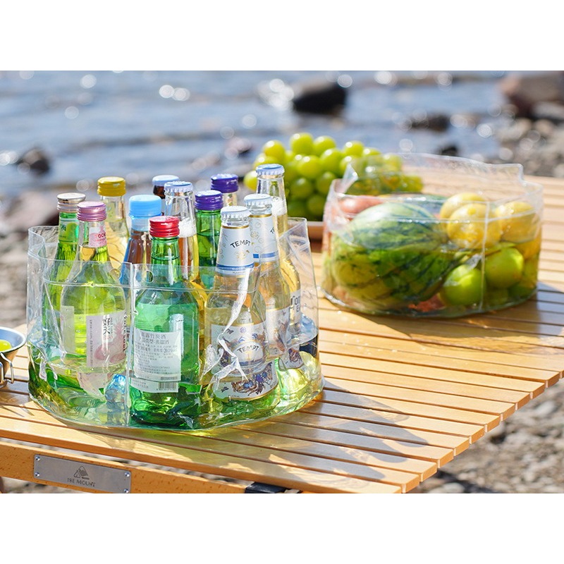 折疊水桶 摺疊水袋 透明折疊水桶 抓魚水桶 觀察水桶 戶外洗菜盆 洗臉盆 活魚桶 簡易水袋 沖繩 旅遊-細節圖3