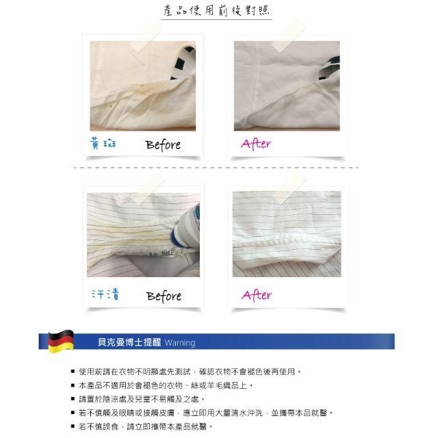 最新款 貝克曼 衣領精 德國 Dr. Beckmann 貝克曼博士 衣領 袖口 去漬 預潔劑 黃斑 襪子-細節圖3