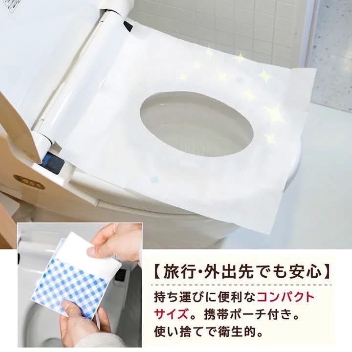 ￼日本 樂天 黏貼式 抗菌 馬桶 坐墊紙 70片 粘貼式 日本製 可沖水 馬桶 座圈 Sanroll 隨身收納包-細節圖6