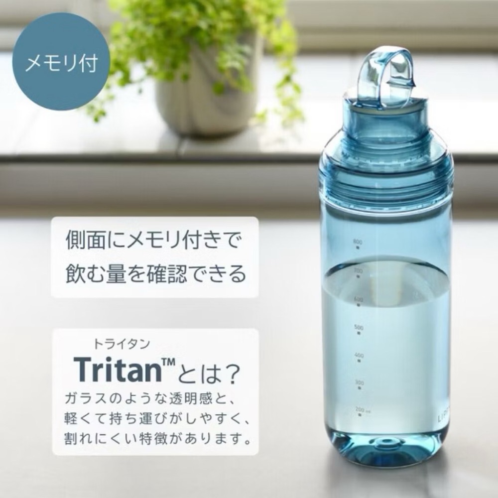 日本製 熱銷 1000ml 大容量 OSK LIPPY 運動 水壺 跑步 Tritan 手提式 透明 藍色 水瓶 琥珀色-細節圖2