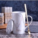 ☕️【灰色區】♏️12星座大理石紋帶蓋帶勺茶漏馬克杯🌌-規格圖9
