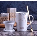 ☕️【灰色區】♏️12星座大理石紋帶蓋帶勺茶漏馬克杯🌌-規格圖9