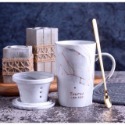 ☕️【灰色區】♏️12星座大理石紋帶蓋帶勺茶漏馬克杯🌌-規格圖9