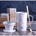 ☕️【灰色區】♏️12星座大理石紋帶蓋帶勺茶漏馬克杯🌌-規格圖9