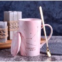 ☕️【粉色區】♏️12星座大理石紋帶蓋帶勺馬克杯🌌-規格圖9
