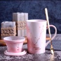 ☕️【粉色區】♏️12星座大理石紋帶蓋帶勺馬克杯🌌-規格圖9