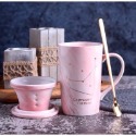 ☕️【粉色區】♏️12星座大理石紋帶蓋帶勺馬克杯🌌-規格圖9