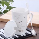 ☕️【白色區】♏️12星座純色款帶蓋帶勺茶漏馬克杯🌌-規格圖9