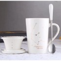 ☕️【白色區】♏️12星座純色款帶蓋帶勺茶漏馬克杯🌌-規格圖9