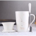 ☕️【白色區】♏️12星座純色款帶蓋帶勺茶漏馬克杯🌌-規格圖9