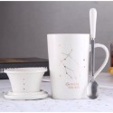 ☕️【白色區】♏️12星座純色款帶蓋帶勺茶漏馬克杯🌌-規格圖9
