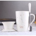 ☕️【白色區】♏️12星座純色款帶蓋帶勺茶漏馬克杯🌌-規格圖9