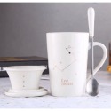 ☕️【白色區】♏️12星座純色款帶蓋帶勺茶漏馬克杯🌌-規格圖9
