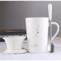 ☕️【白色區】♏️12星座純色款帶蓋帶勺茶漏馬克杯🌌-規格圖9