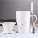 ☕️【白色區】♏️12星座純色款帶蓋帶勺茶漏馬克杯🌌-規格圖9