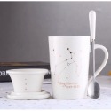 ☕️【白色區】♏️12星座純色款帶蓋帶勺茶漏馬克杯🌌-規格圖9