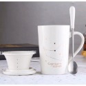 ☕️【白色區】♏️12星座純色款帶蓋帶勺茶漏馬克杯🌌-規格圖9