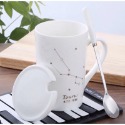 ☕️【白色區】♏️12星座純色款帶蓋帶勺茶漏馬克杯🌌-規格圖9